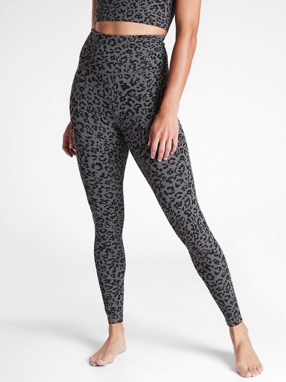 Athleta Charcoal Leopard High-Rise Leggings